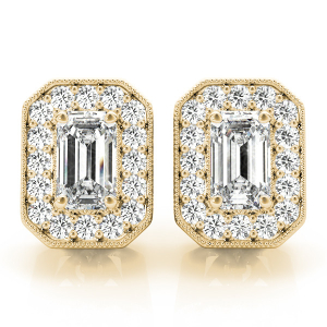 Egle Natural Yellow Gold Halo Diamond Earrings