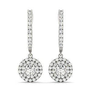 Eyana Natural Diamond White Gold Womens Drop Earrings