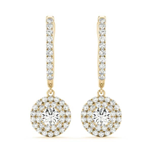 Eyana Natural Diamond Yellow Gold Womens Drop Earrings