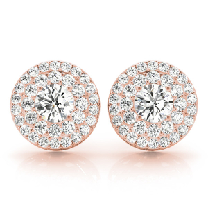 Elna Natural Rose Gold Halo Diamond Earrings