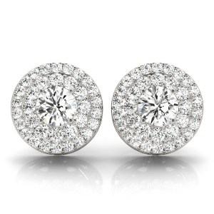 Elna Natural Round cut Halo Diamond Earrings