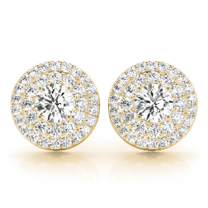 Elna Natural Yellow Gold Halo Diamond Earrings