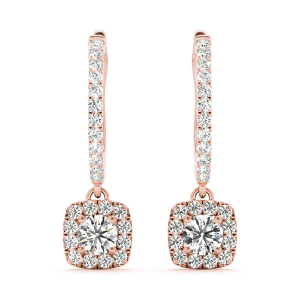 Elianne Natural Rose Gold Halo Diamond Earrings