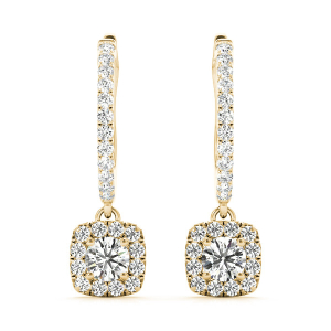 Elianne Natural Yellow Gold Halo Diamond Earrings