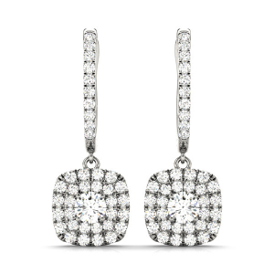 Eyana Natural Diamond White Gold Womens Drop Earrings