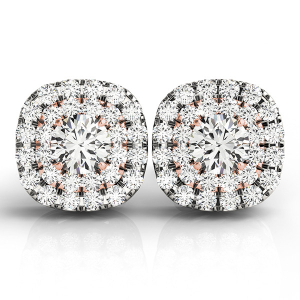 Ebba Natural Rose Gold Halo Diamond Earrings