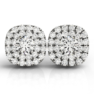 Ebba Natural Round cut Halo Diamond Earrings