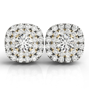 Ebba Natural Yellow Gold Halo Diamond Earrings