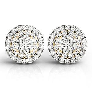 Egle Natural Yellow Gold Halo Diamond Earrings