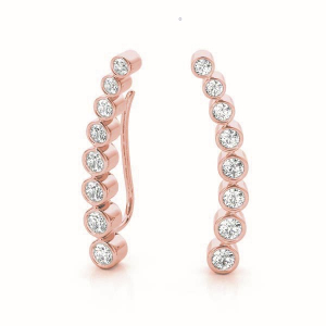 Nicole Lab-Created Rose Gold Bezel Set Diamond Earrings