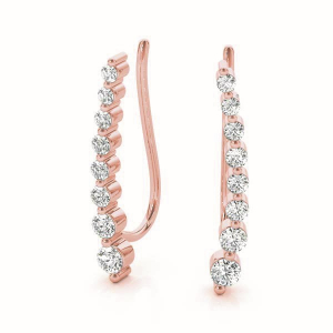 Belle Lab-Created Rose Gold Prong Set  Diamond Earrings