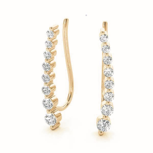 Belle Lab-Created Yellow Gold Prong Set  Diamond Earrings