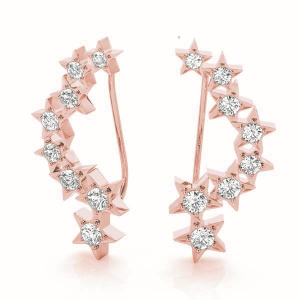 Dean Lab-Created Rose Gold Prong Set  Designer Diamond Earrings