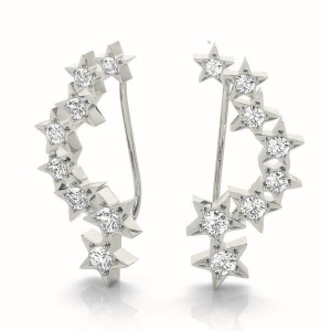 Dean Lab-Created Round cut Prong Set  Designer Diamond Earrings