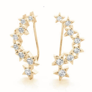 Dean Lab-Created Yellow Gold Prong Set  Designer Diamond Earrings