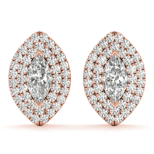 Eui Natural Rose Gold Halo Diamond Earrings