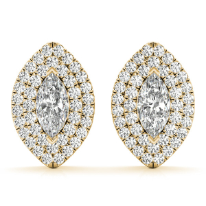 Eui Natural Yellow Gold Halo Diamond Earrings