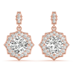  Elts Natural Rose Gold Halo Diamond Earrings