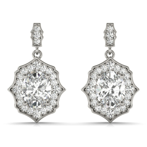  Ellaria Natural Oval cut Diamond Drop Earrings