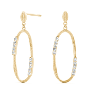 Daniel Lab-Created Yellow Gold Prong Set  Designer Diamond Earrings