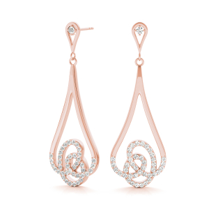 Desmond Lab-Created Rose Gold Pave Set  Designer Diamond Earrings