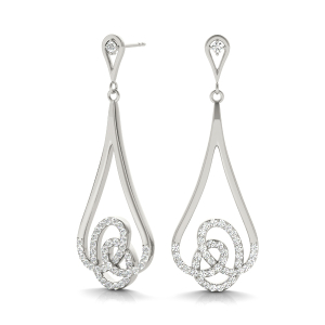 Desmond Lab-Created Round cut Pave Set  Designer Diamond Earrings