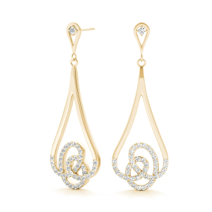 Desmond Lab-Created Yellow Gold Pave Set  Designer Diamond Earrings