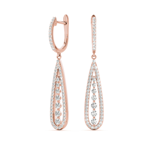 Skylar Lab-Created Rose Gold Prong Setting  Designer Diamond Earrings