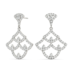 Hallie Lab-Created Round cut Pave Set  Designer Diamond Earrings