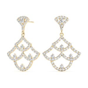 Hallie Lab-Created Yellow Gold Pave Set  Designer Diamond Earrings