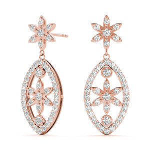 Daniel Lab-Created Rose Gold Prong Set Designer Diamond Earrings