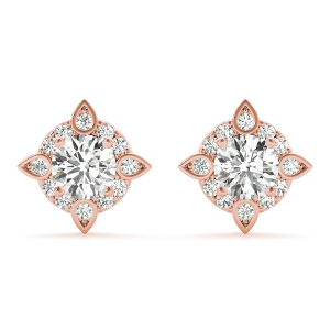 Evora Natural Rose Gold Halo Diamond Earrings