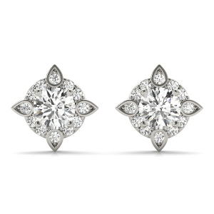 Evora Natural Round cut Halo Diamond Earrings