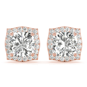 Elda Natural Rose Gold Halo Diamond Earrings