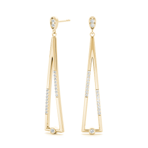 Avelle Lab-Created Yellow Gold Bezel Set Designer Diamond Earrings