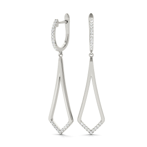 Jocelyn Lab-Created Silver Pave Set  Designer Diamond Earrings