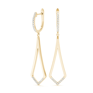 Jocelyn Lab-Created Yellow Gold Pave Set  Designer Diamond Earrings