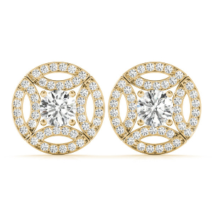 Essi Natural Yellow Gold Halo Diamond Earrings