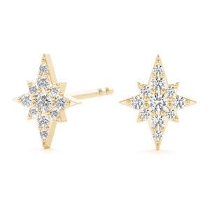 Paul Lab-Created Yellow Gold Pave Set  Designer Diamond Earrings