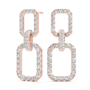 Storm Lab-Created Rose Gold Pave Set  Designer Diamond Earrings