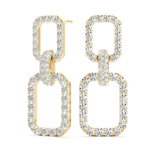 Storm Lab-Created Yellow Gold Pave Set  Designer Diamond Earrings