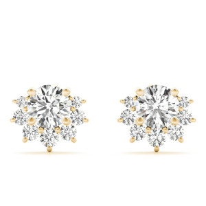 Raynaa Natural Yellow Gold Diamond Cluster Earrings