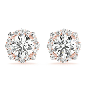 Eilidh Natural Rose Gold Halo Diamond Earrings