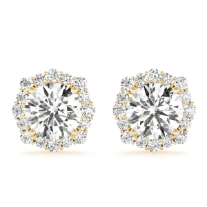 Eilidh Natural Yellow Gold Halo Diamond Earrings