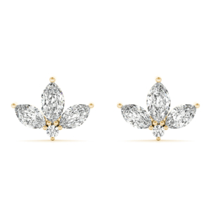 Badah Natural Yellow Gold Diamond Cluster Earrings