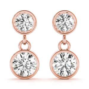  Ezmae Natural Rose Gold Diamond Drop Earrings