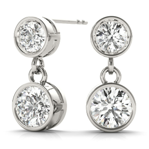  Ezmae Natural Round cut Diamond Drop Earrings