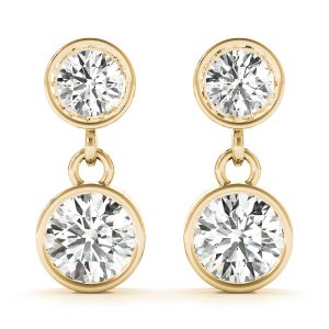  Ezmae Natural Yellow Gold Diamond Drop Earrings