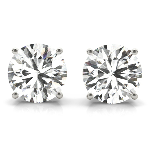 Desposit Excellent Cut Rheena Natural Round cut 4 Prong Set  Studs Diamond Earrings