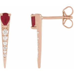 Imanuella Natural Rose Gold 3 Prong Ruby Diamond Earrings